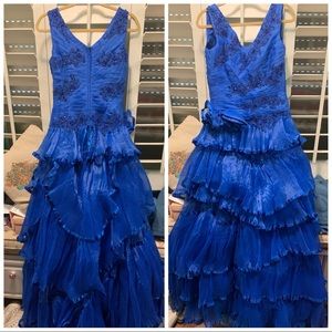 Royal Blue Beaded Evening Gown